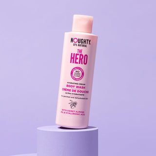  Noughty The Hero hydrating cream body wash for parched and dehydrated skin. Natural body care vegan cruelty free natural sulphate free paraben free