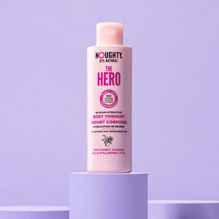 Noughty The Hero 48 hour hydrating body yoghurt for parched and dehydrated skin. Natural body care vegan cruelty free natural sulphate free paraben free